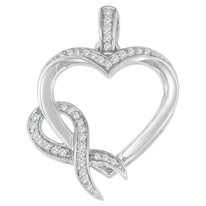 .925 Sterling Silver 1/6 cttw Diamond Heart Pendant Necklace (H-I, I1-I2) 925 sterling silver necklace with heart-shaped diamond cluster pendant
