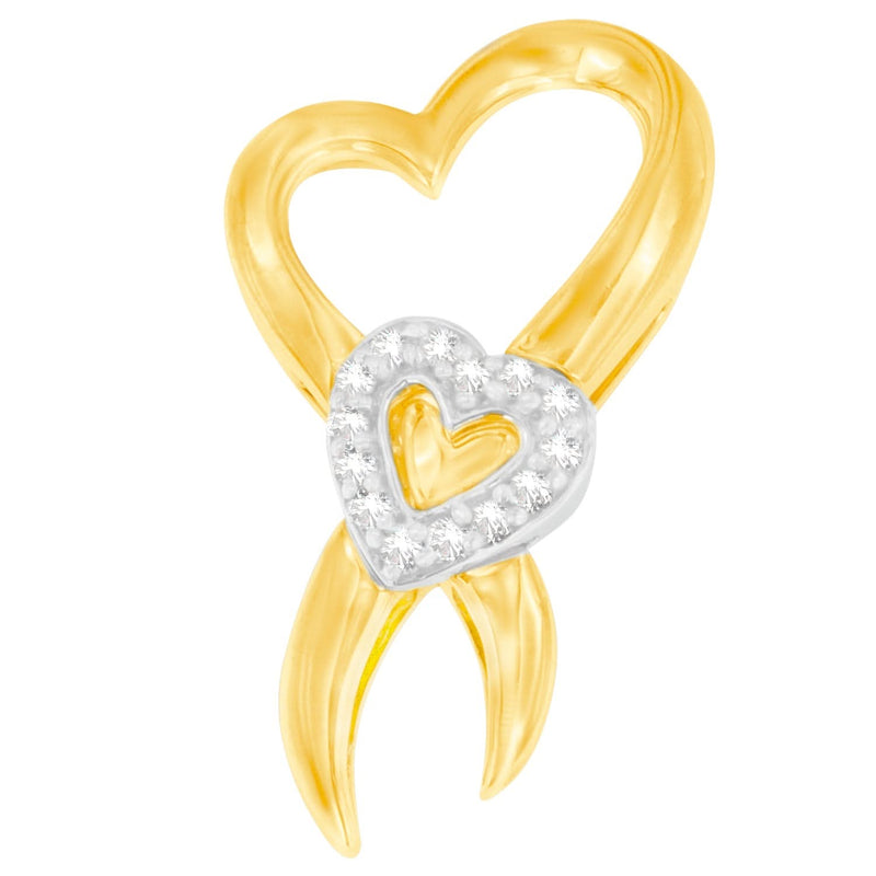 10K Two-Tone Gold 1/10 cttw Diamond Heart Pendant Necklace (H-I, I1-I2) 10K two-tone gold necklace with one heart diamond stone