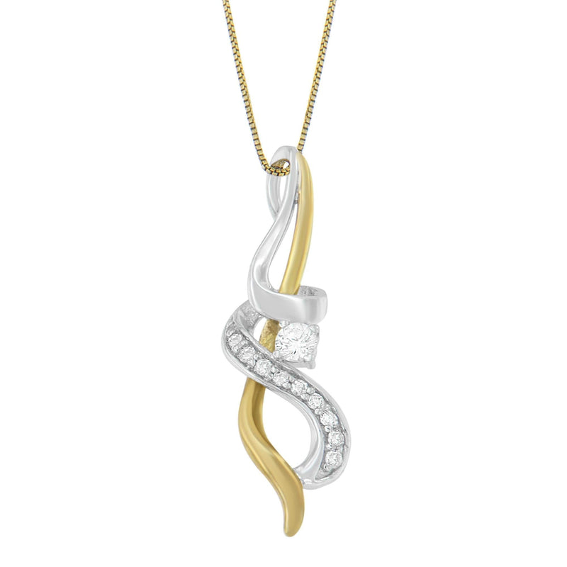 Espira 10K Two-tone Gold 1/5 cttw Diamond Intertwined Swirl Pendant Necklace (J-K, I1-I2) 10K two-tone gold intertwined swirl pendant with round diamond accent stones