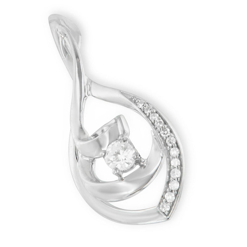10K White Gold 1/4 Cttw Brilliant-Cut Round Diamond Spiral Link 18 10K white gold necklace with round diamond stones in a spiral link