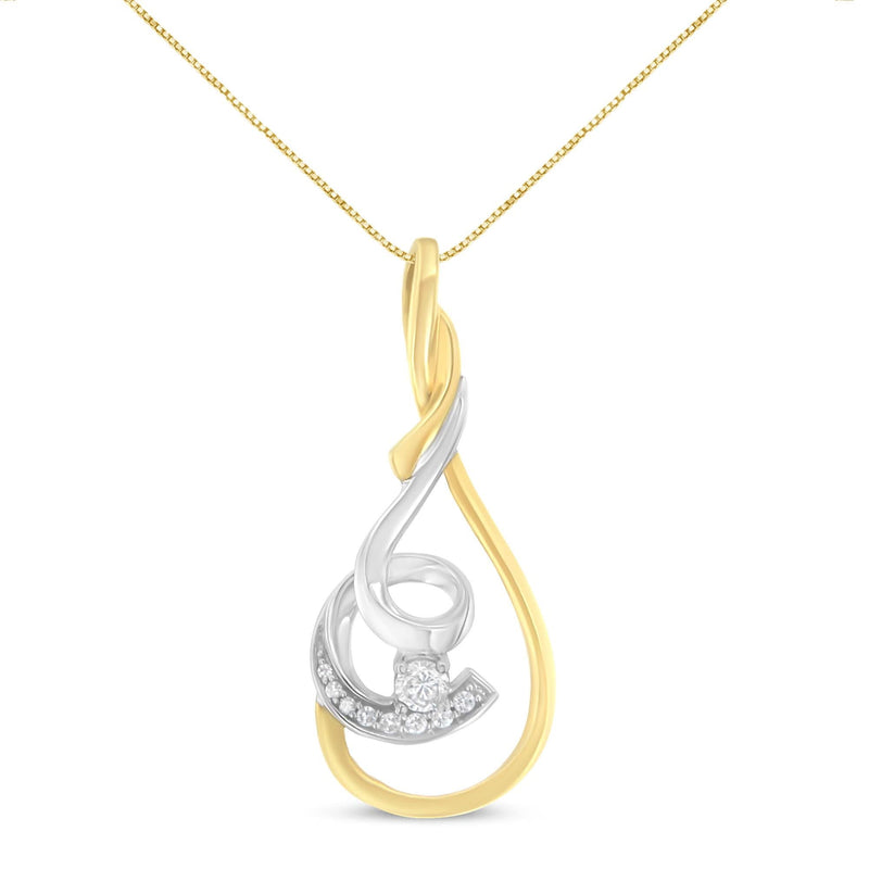 Espira 10K Two-Tone Yellow & White 1/6 Cttw Brilliant-Cut Diamond Layered Spiral 18 10K two-tone gold necklace with brilliant-cut diamond spiral pendant