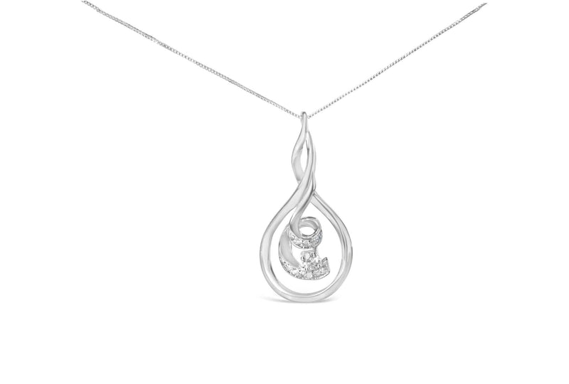 Espira 10K White Gold 1/8 cttw Round Cut Diamond Layered Spiral Pendant Necklace (I-J, I1-I2) 10K white gold necklace with round diamond stones in a layered spiral pendant