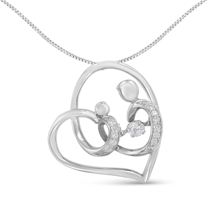 .925 Sterling Silver 1/6 cttw Diamond Heart Pendant Necklace (H-I, I1-I2) 925 sterling silver necklace with heart diamond pendant