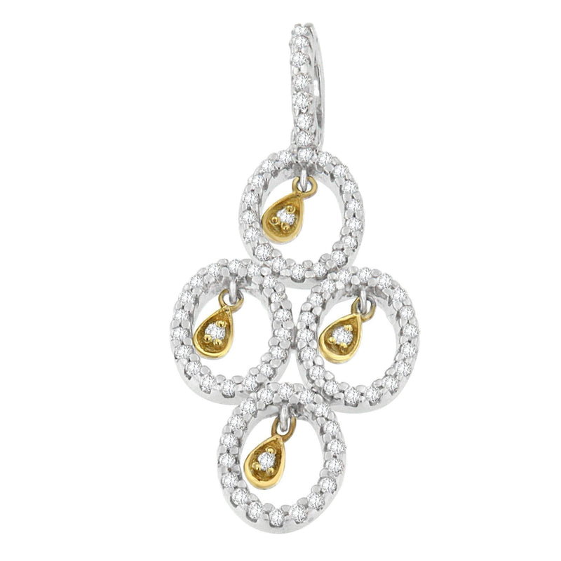 14K Two- Toned Gold 2/5 cttw Round Diamond Pendant Necklace (H-I, I1-I2) 14K two-toned gold necklace with round diamond pendant