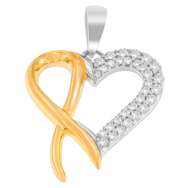 .925 Sterling Silver Two Toned 1/4 cttw Round Cut Diamond Pendant Necklace (H-I, I2-I3) 925 sterling silver two-toned pendant necklace with round diamond stones