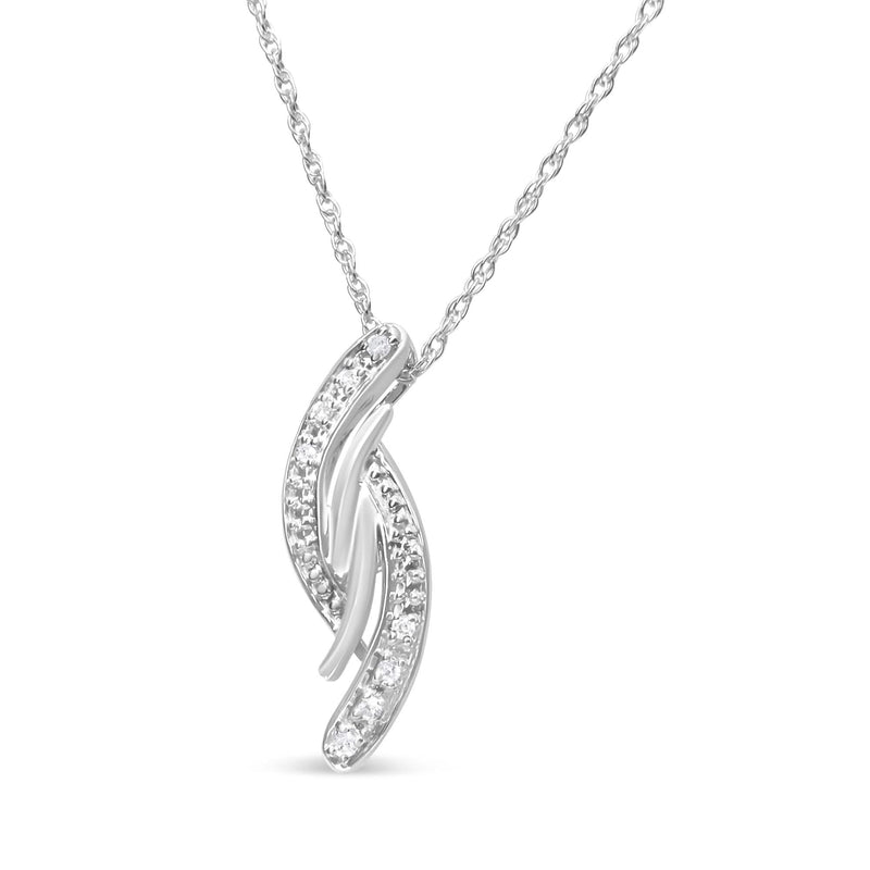 .925 Sterling Silver Diamond Accent Bypass Curve 18 925 sterling silver bypass curve pendant necklace with diamond accent