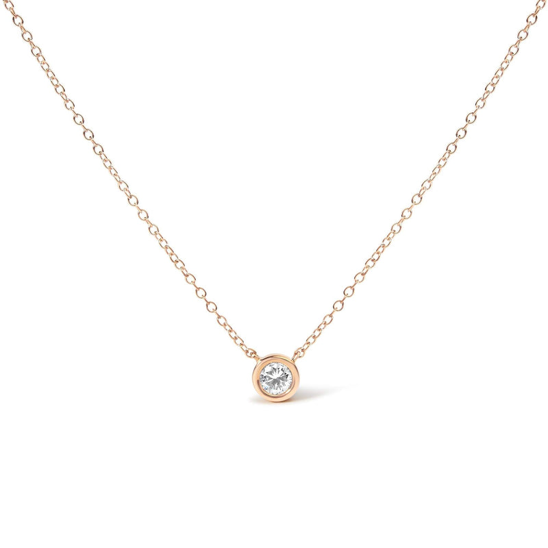 Sterling Silver Bezel-Set Diamond Solitaire Pendant Necklace (1/3 cttw, H-I Color, I1-I2 Clarity) Sterling Silver Bezel-Set Diamond Solitaire Pendant Necklace (1/3 cttw, H-I Color, I1-I2 Clarity)-0