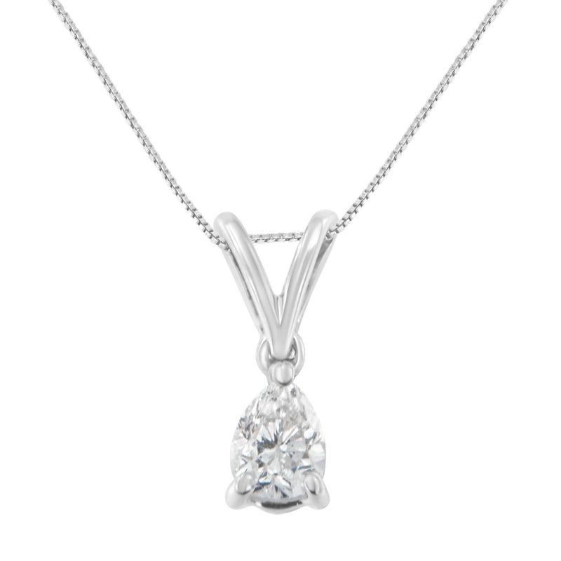 10K White Gold 1/5 cttw Diamond Pear Pendant Necklace (H-I, SI1-SI2) 10K White Gold 1/5 cttw Diamond Pear Pendant Necklace (H-I, SI1-SI2)-0