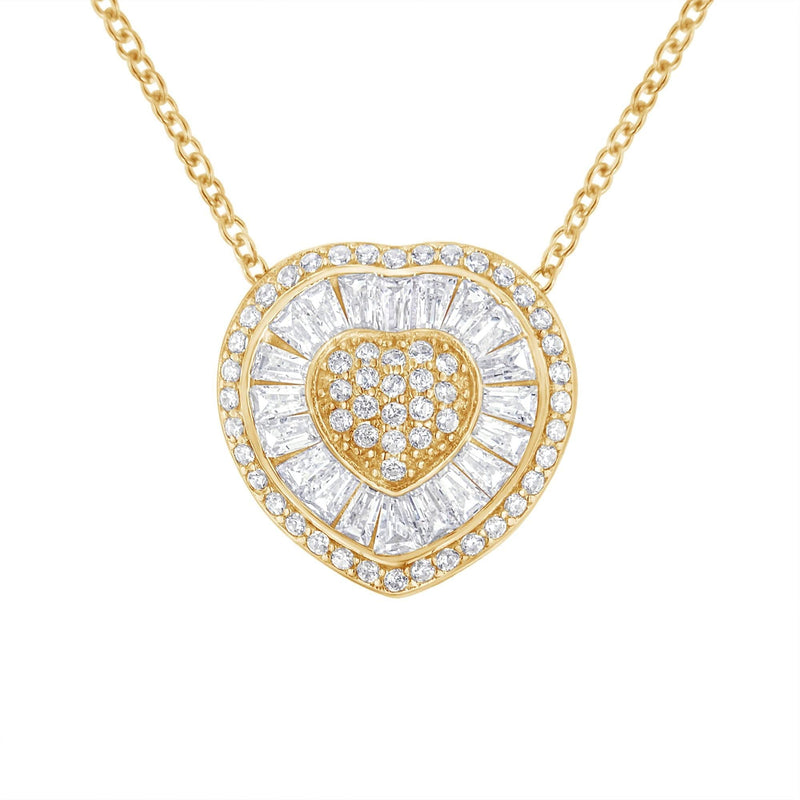 10KT Yellow Gold Diamond Heart Pendant Necklace (1/2 cttw, H-I Color, I1-I2 Clarity) 10K yellow gold necklace with heart diamond stones outlining the pendant