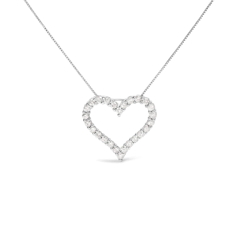 .925 Sterling Silver 2.0 Cttw Diamond Open Heart 18 925 sterling silver necklace with heart diamond open heart pendant