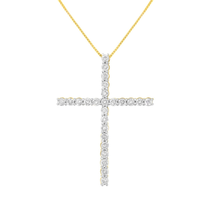 .925 Sterling Silver 2 1/2 cttw Diamond Cross Pendant Necklace (H-I, I2-I3) 925 sterling silver cross pendant necklace with round diamond stones