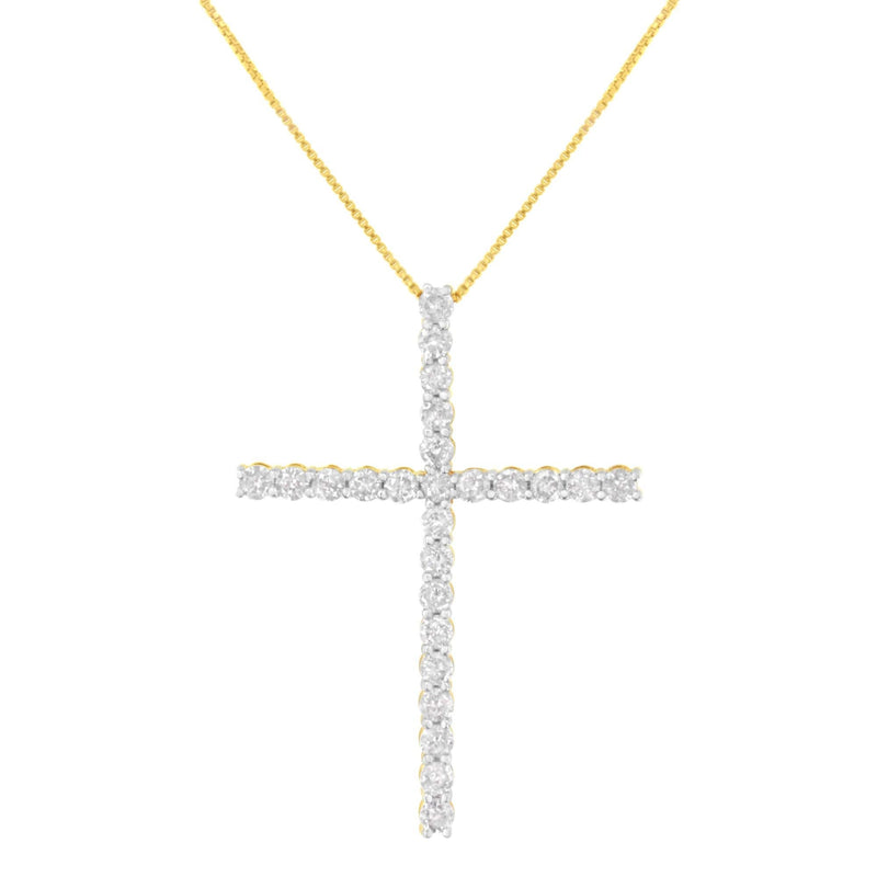 .925 Sterling Silver 3.0 Cttw Round Shape Diamond 1-1/2 925 sterling silver cross necklace with round diamond stones on box chain