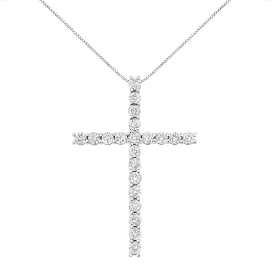 925 sterling silver cross pendant necklace with 4.0 ctw diamond stones