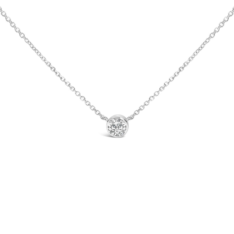 14K White Gold 1.00 Cttw Bezel Set Round Lab-Grown Diamond Solitaire 18 14K White Gold 1.00 Cttw Bezel Set Round Lab-Grown Diamond Solitaire 18