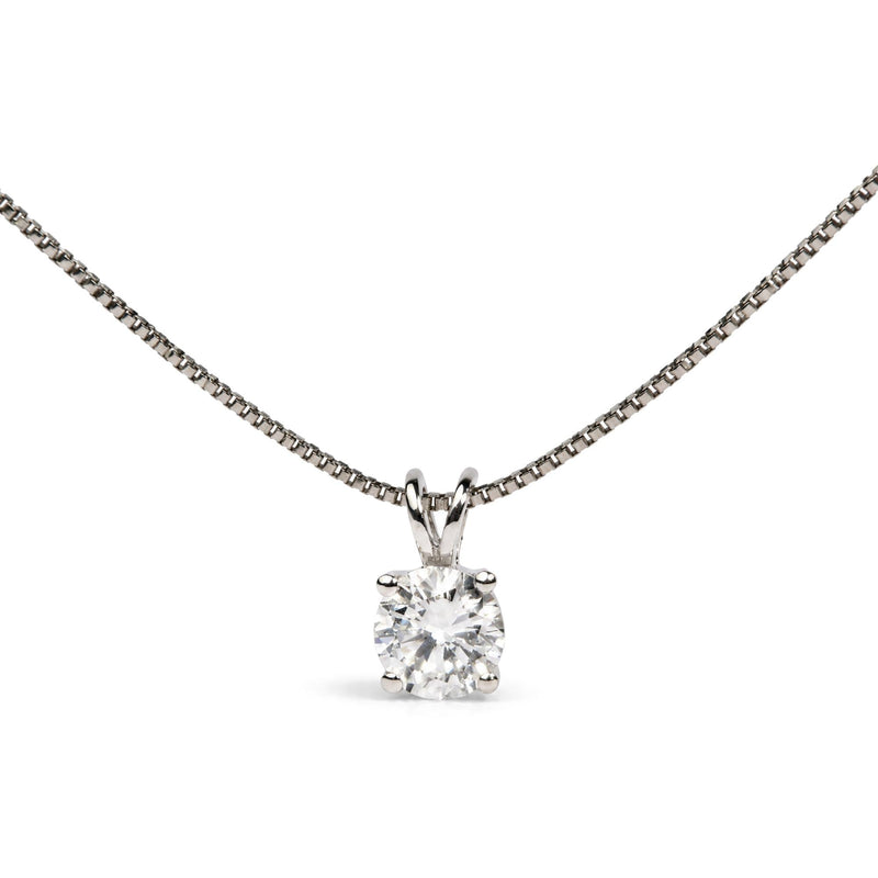10K White Gold 1/2 Cttw Lab Grown Diamond Solitaire Pendant Necklace