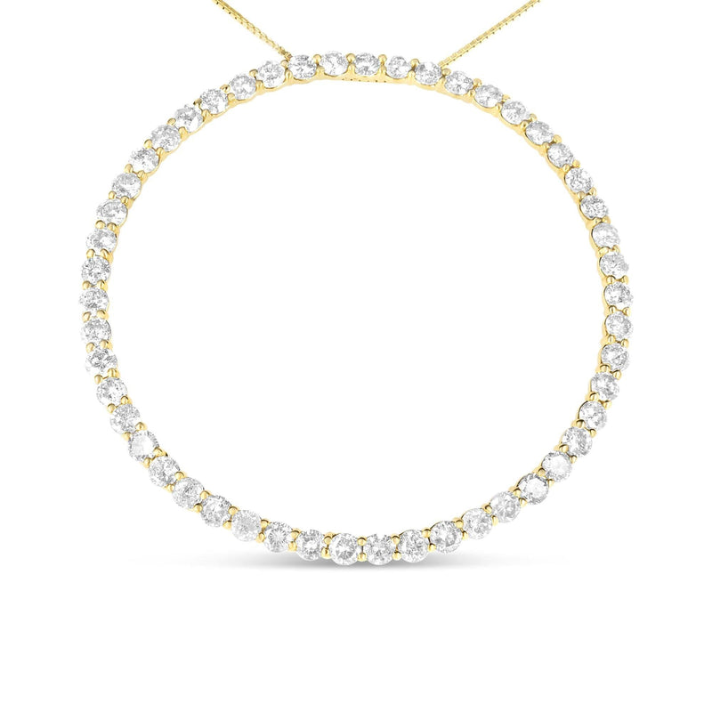 10K Yellow Gold Plated .925 Sterling Silver 4 Cttw Diamond Circle Hoop 18 10K yellow gold necklace with round diamond stones in an open circle pendant
