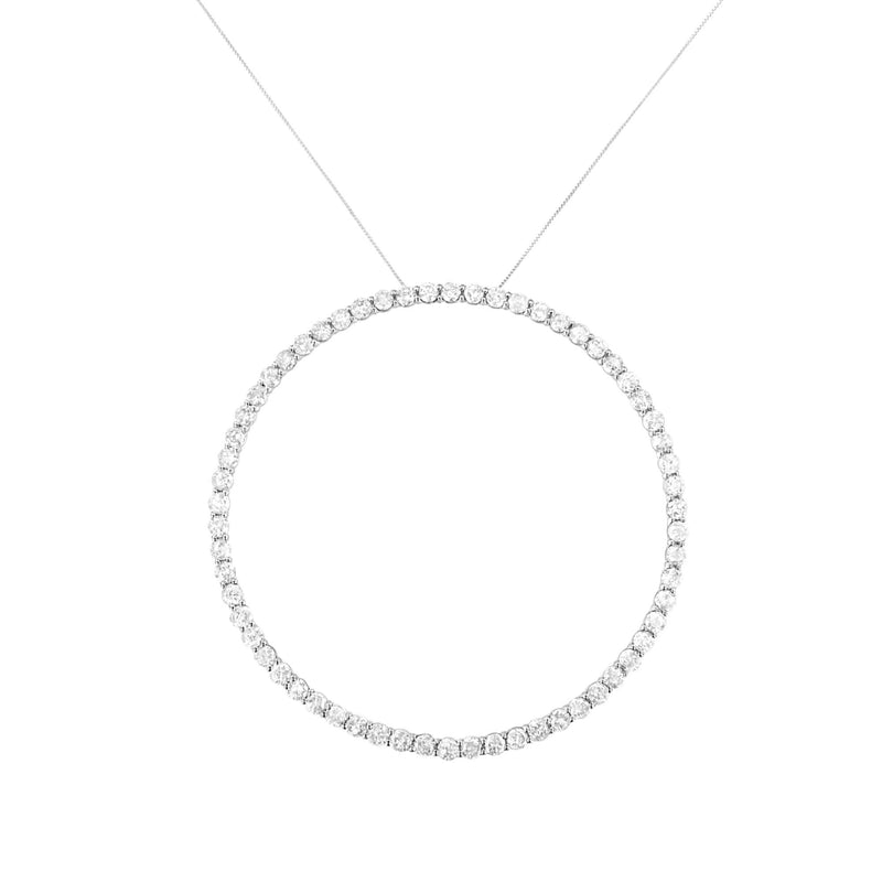 .925 Sterling Silver 5.0 Cttw Prong Set Round-cut Diamond Open Circle Hoop 18 925 sterling silver necklace with round diamond open circle hoop pendant