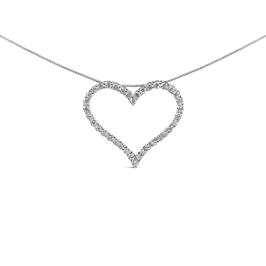 14K White Gold 3.0 Cttw Lab Grown Diamond Open Heart Pendant Necklace-0
