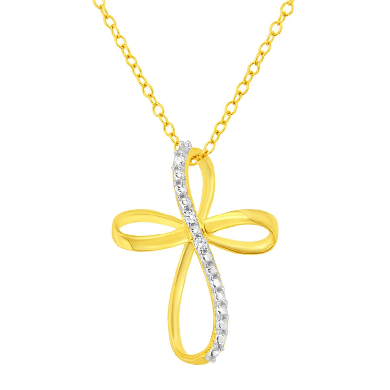.925 Sterling Silver Diamond Accent Cross Ribbon 18 .925 Sterling Silver Diamond Accent Cross Ribbon 18