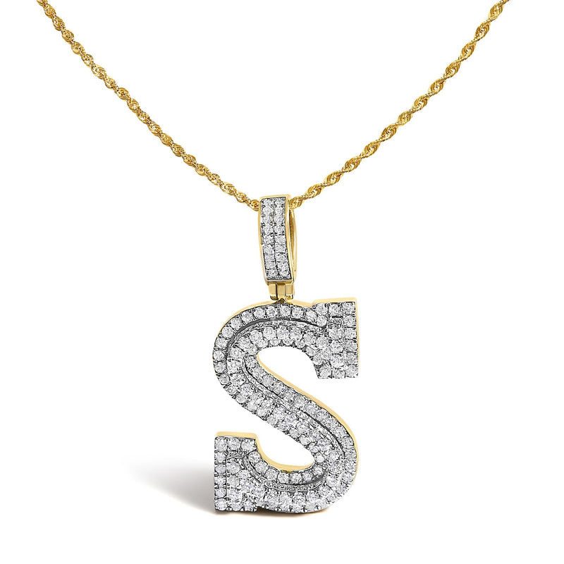 Men's 10K Yellow Gold 1 5/8 Cttw Letter S Initial Pendant Necklace Men's 10K Yellow Gold 1 5/8 Cttw Letter S Initial Pendant Necklace-0