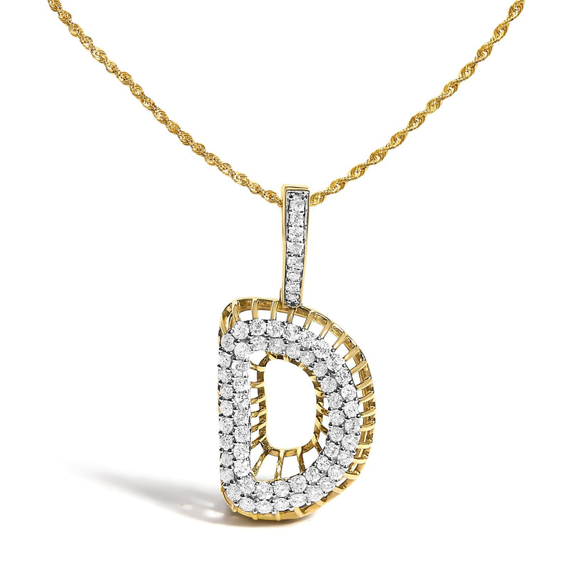 Men's 10K Yellow Gold 1 1/5 Cttw Diamond Letter D Initial Pendant Necklace Men's 10K Yellow Gold 1 1/5 Cttw Diamond Letter D Initial Pendant Necklace-0