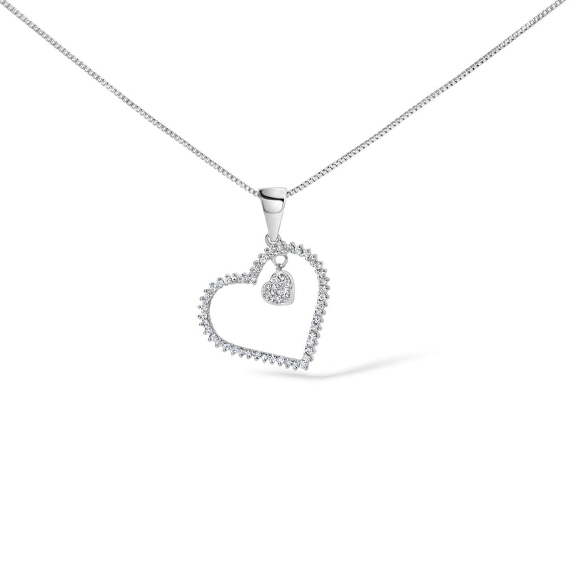 925 Sterling Silver 1/3ct TDW Diamond Heart Pendant Necklace 925 sterling silver heart pendant necklace with round diamond stones