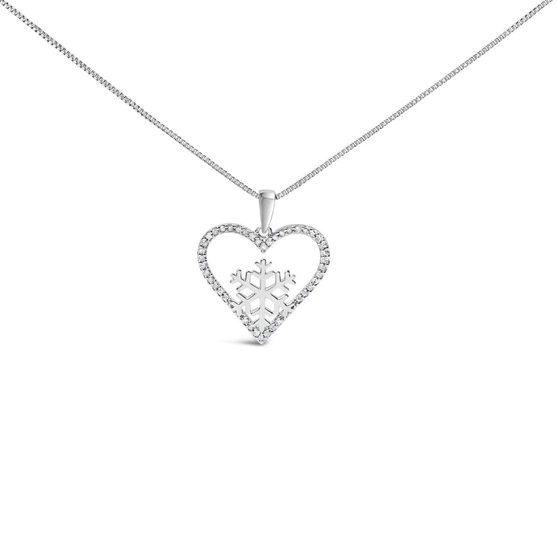 925 Sterling Silver 1/10ct TDW Diamond Heart Pendant Necklace 18 925 sterling silver necklace with heart-shaped diamond accents on 18-inch chain