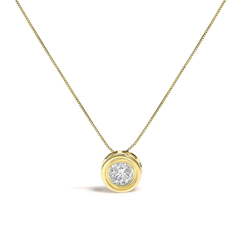 14K Yellow Gold 1 3/8 Cttw Bezel Set Round Champagne Diamond Solitaire 18 14K Yellow Gold 1 3/8 Cttw Bezel Set Round Champagne Diamond Solitaire 18