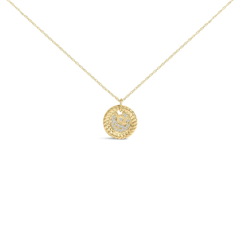 10K Yellow Gold Diamond Accent Crescent Moon Pendant Necklace 10K yellow gold crescent moon necklace with diamond accent stones