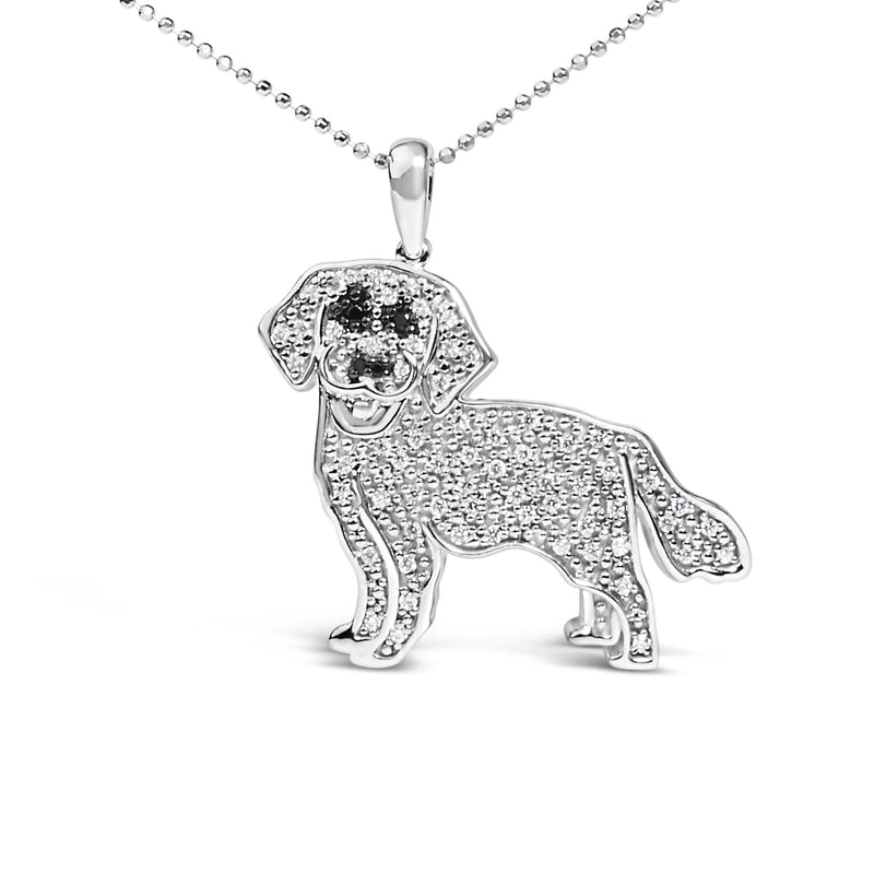 .925 Sterling Silver 1/3 Cttw White and Black Diamond Labrador Retriever Dog Pendant Necklace (I-J Color, I2-I3 Clarity) - 18 .925 Sterling Silver 1/3 Cttw White and Black Diamond Labrador Retriever Dog Pendant Necklace (I-J Color, I2-I3 Clarity) - 18