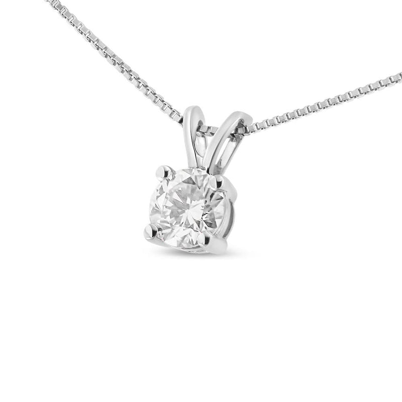 14K White Gold 1/4 Cttw Round Brilliant Cut Lab Grown Diamond 4-Prong Solitaire Pendant Necklace 14K white gold necklace with 1 round diamond stone in a 4-prong setting