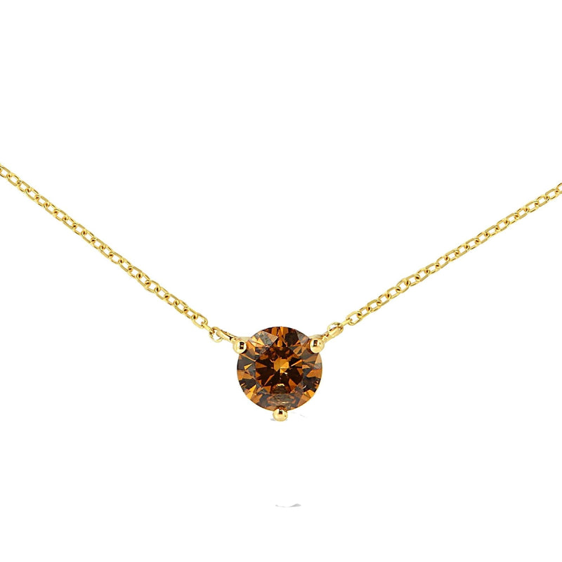 14K Yellow Gold 1/2 Cttw Martini Set Lab Grown Yellow Diamond Solitaire 18 14K yellow gold necklace with 1 round yellow diamond stone