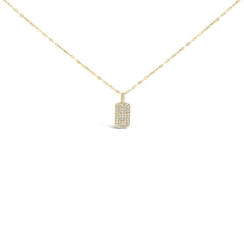 14K Yellow Gold 1/3 Cttw Diamond Dog Tag Pendant Necklaces 18 14K Yellow Gold 1/3 Cttw Diamond Dog Tag Pendant Necklaces 18