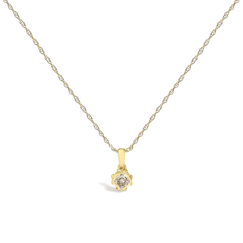 14K Yellow Gold Plated Sterling Silver 1/5 Cttw Diamond Swirl Pendant Necklace 14K Yellow Gold Plated Sterling Silver 1/5 Cttw Diamond Swirl Pendant Necklace-0