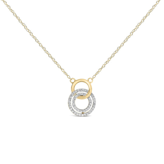 14K Yellow Gold Plated Sterling Silver 1/3 Cttw Diamond Interlocking Circles Necklace-0