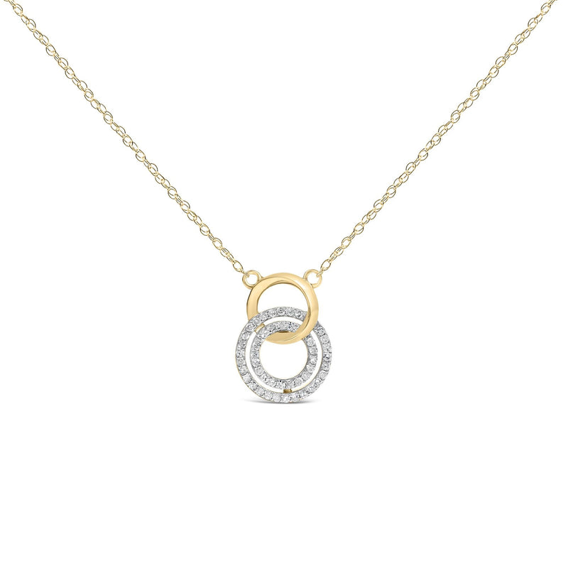14K Yellow Gold Plated Sterling Silver 1/3 Cttw Diamond Interlocking Circles Necklace 14K Yellow Gold Plated Sterling Silver 1/3 Cttw Diamond Interlocking Circles Necklace-0