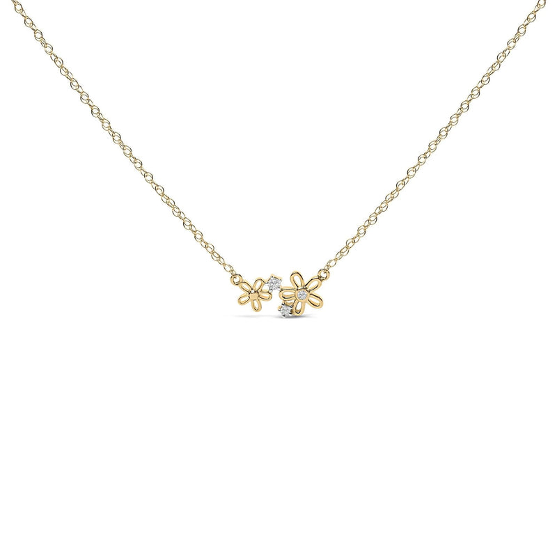 14K Yellow Gold Plated Sterling Silver Diamond Accent Floral Pendant Necklace 14K Yellow Gold Plated Sterling Silver Diamond Accent Floral Pendant Necklace-0