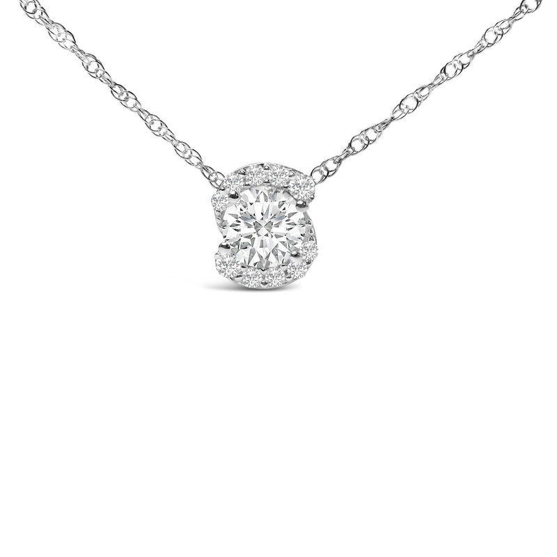 .925 Sterling Silver 1.0 Cttw Lab Grown Round-Cut Diamond Pendant Necklace 18 .925 Sterling Silver 1.0 Cttw Lab Grown Round-Cut Diamond Pendant Necklace 18