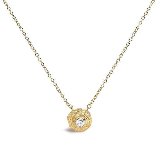 14K Yellow Gold Plated Sterling Silver 1/5 Cttw Lab Grown Diamond Rose Pendant Necklace-0