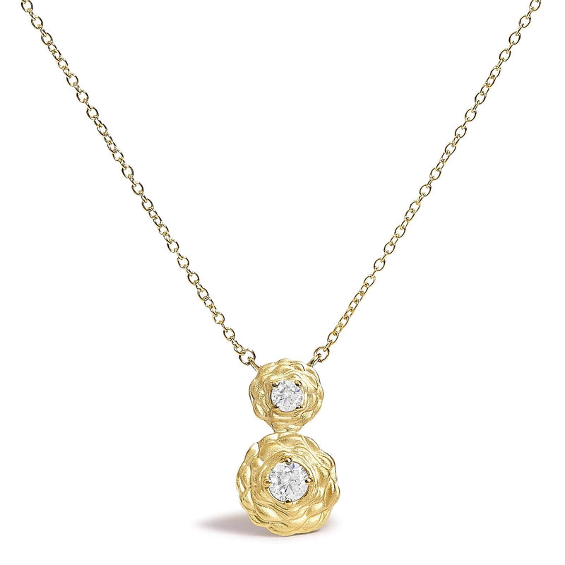 14K Yellow Gold Plated Sterling Silver 1/2 Cttw Lab Grown Diamond Rose Pendant Necklace 14K yellow gold rose pendant necklace with lab grown diamond cluster stones