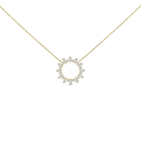 14K Yellow Gold Plated Sterling Silver 3/4 Cttw Diamond Starburst Pendant Necklace-0