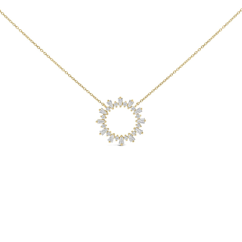 14K Yellow Gold Plated Sterling Silver 3/4 Cttw Diamond Starburst Pendant Necklace 14K Yellow Gold Plated Sterling Silver 3/4 Cttw Diamond Starburst Pendant Necklace-0