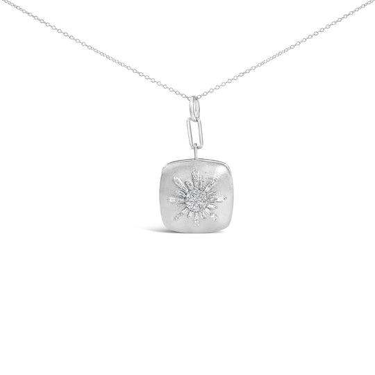 Sterling Silver 1/2 Cttw Diamond Sunburst Medallion Pendant Necklace 18 Inch Cable Chain-0