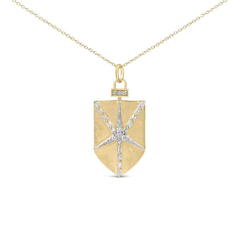 14KT Yellow Gold Plated Sterling Silver 1/2 Cttw Diamond Shield Star Medallion Pendant Necklace 14KT Yellow Gold Plated Sterling Silver 1/2 Cttw Diamond Shield Star Medallion Pendant Necklace-0