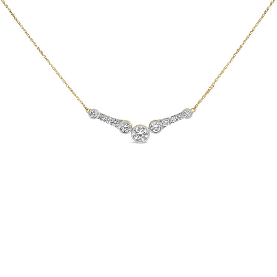 10K Yellow Gold Plated Sterling Silver 1 1/2 Cttw Lab Grown Diamond V Bar Necklace