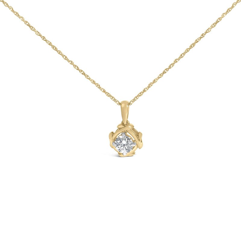 10K Yellow Gold Plated .925 Sterling Silver 1/2 Cttw Lab Grown Diamond Woven Pendant Necklace 10K Yellow Gold Plated .925 Sterling Silver 1/2 Cttw Lab Grown Diamond Woven Pendant Necklace-0