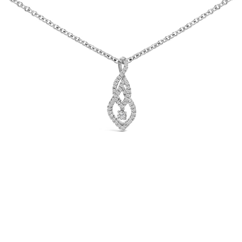 Sterling Silver 1/3 Cttw Diamond Swirl Teardrop Pendant Necklace 925 sterling silver teardrop swirl pendant necklace with diamond accents