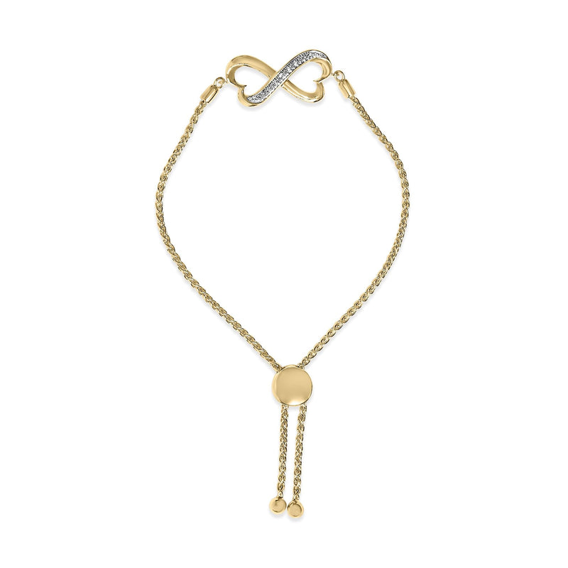 Gold Vermeil Diamond Accent Heart Infinity Bolo Bracelet Gold Vermeil Diamond Accent Heart Infinity Bolo Bracelet-0