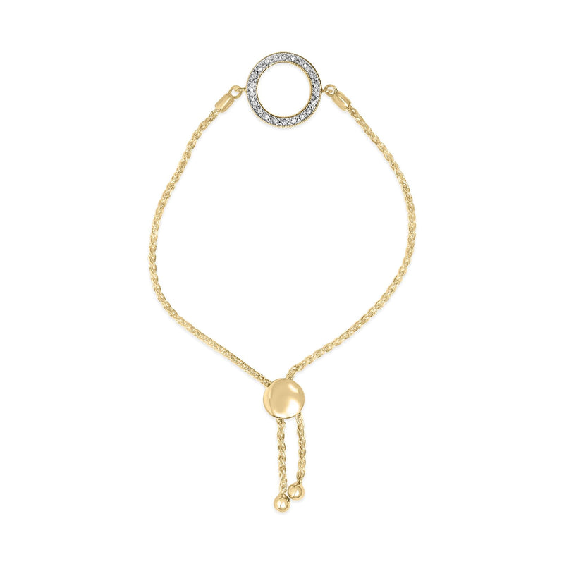 Gold Vermeil Diamond Accent Circle Lariat Bolo Bracelet Gold Vermeil Diamond Accent Circle Lariat Bolo Bracelet-0