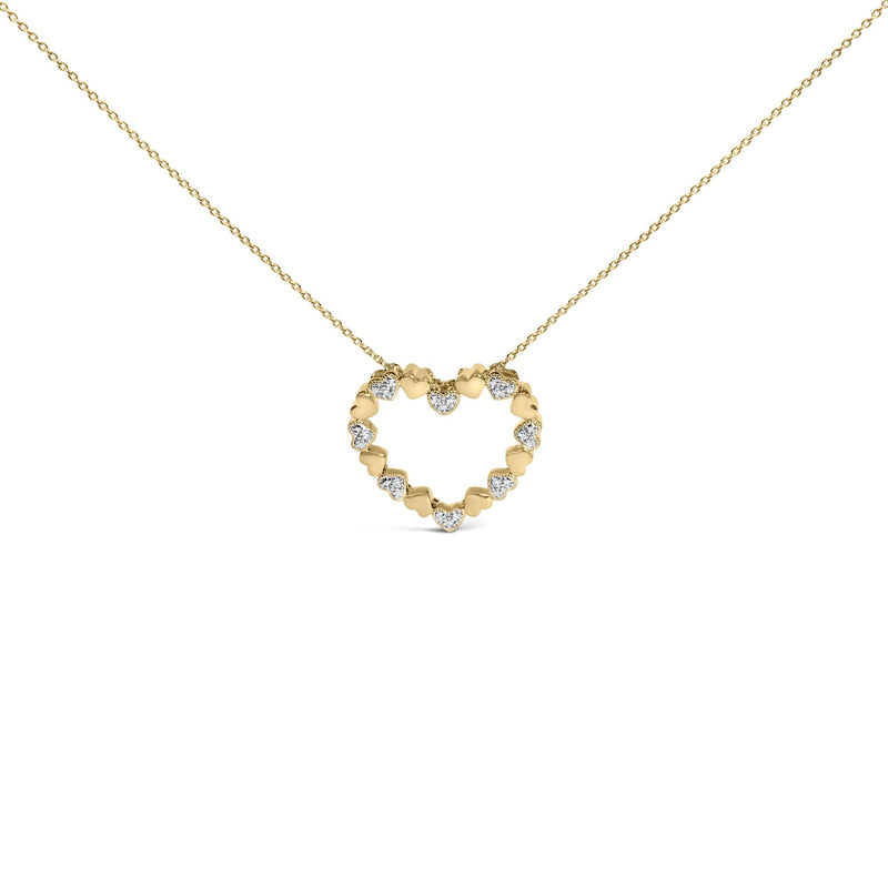 Gold Vermeil Diamond Accent Puffed Heart Pendant Necklace Gold Vermeil Diamond Accent Puffed Heart Pendant Necklace-0